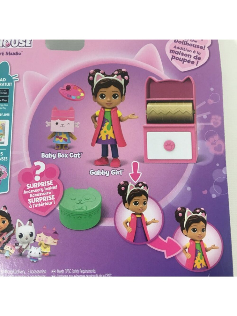 Gabbys Dollhouse Art Studio Playset Gabby Doll And Baby Box Cat 6 Piece Set - Picture 3 of 5